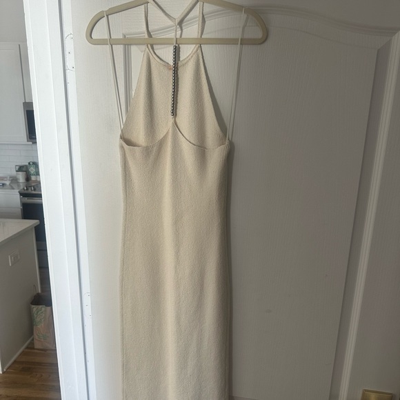 Helmut Lang Cream Knit Beaded Rib Midi Dress - Picture 7 of 12